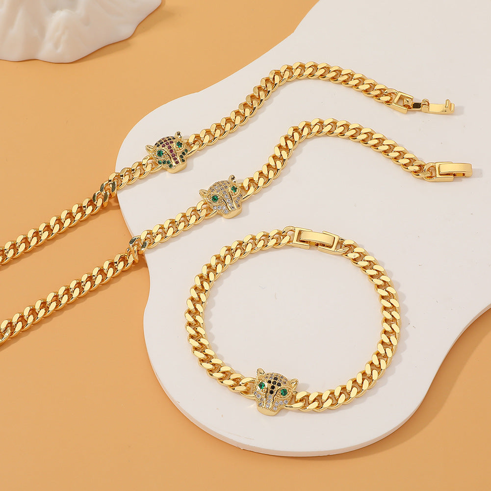 Wholesale Leopard Head Copper Zircon Bracelet